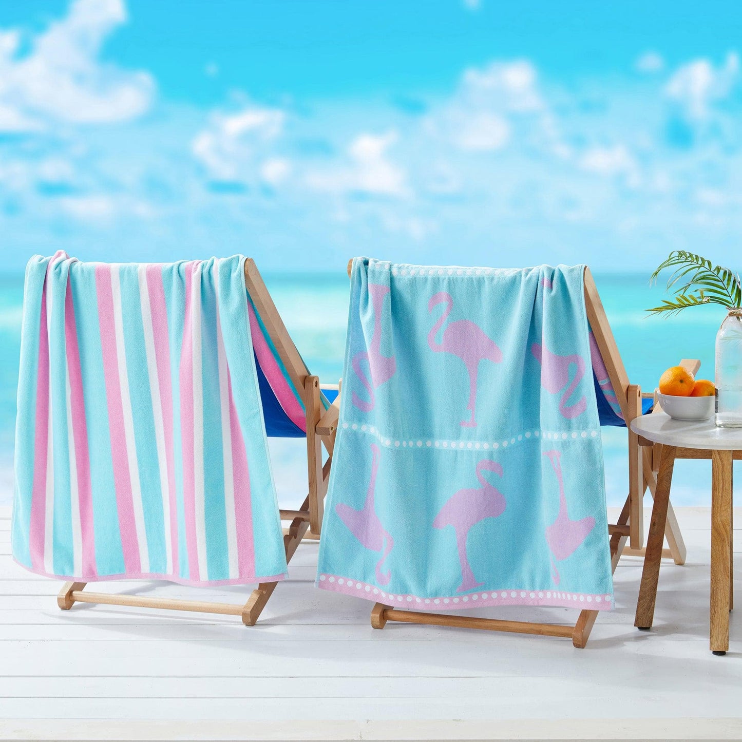 2 Pack 100% Cotton Jacquard Beach Towels - Playa Collection - - Beach Towels