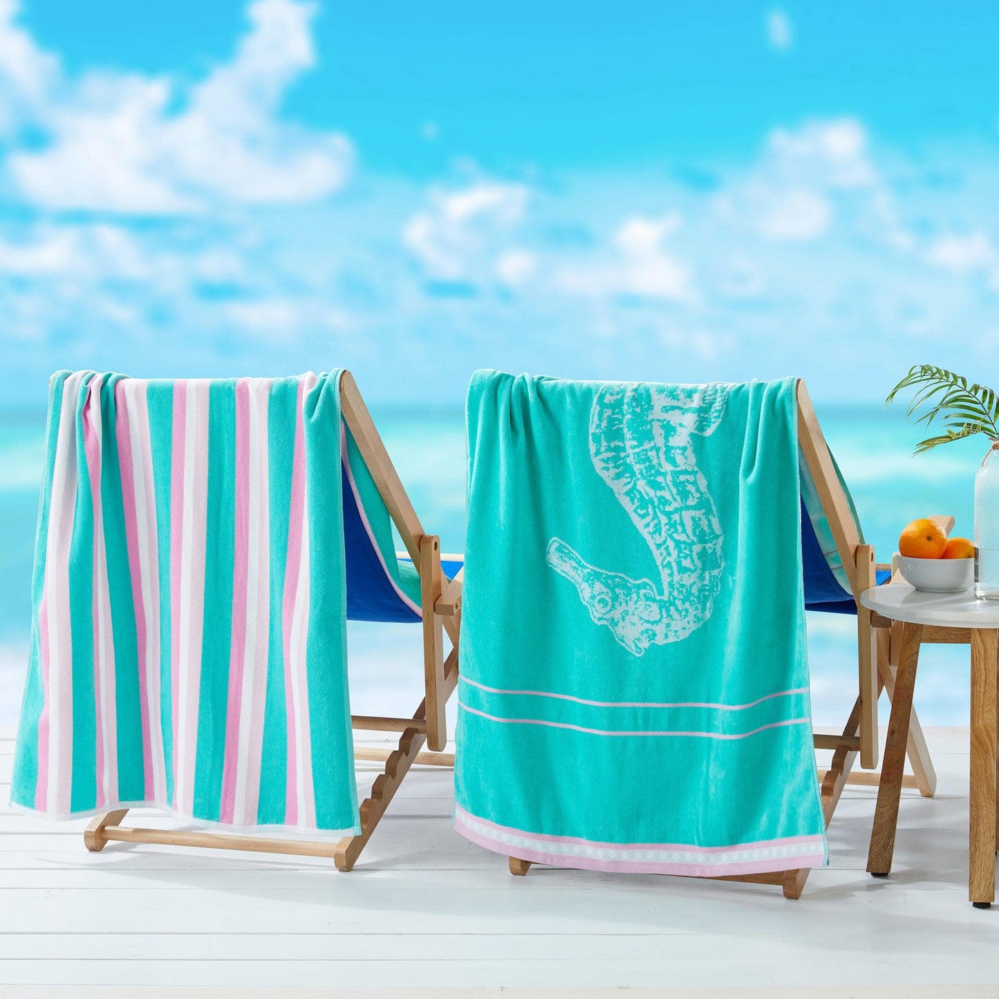 2 Pack 100% Cotton Jacquard Beach Towels - Playa Collection - - Beach Towels