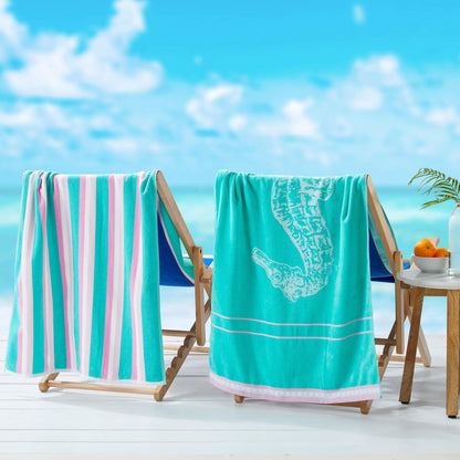 2 Pack 100% Cotton Jacquard Beach Towels - Playa Collection - - Beach Towels