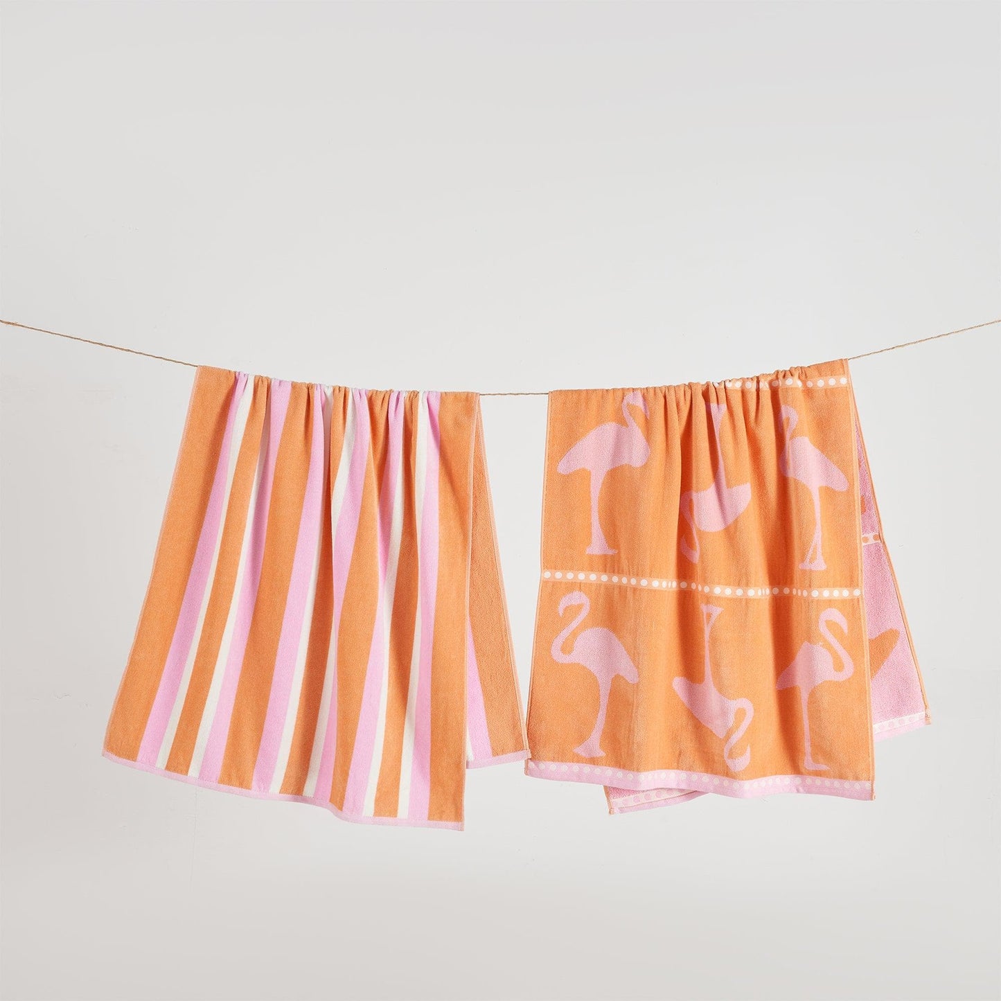 2 Pack 100% Cotton Jacquard Beach Towels - Playa Collection - 2 Pack- 30" x 60" Flamingo Orange Pink - Beach Towels