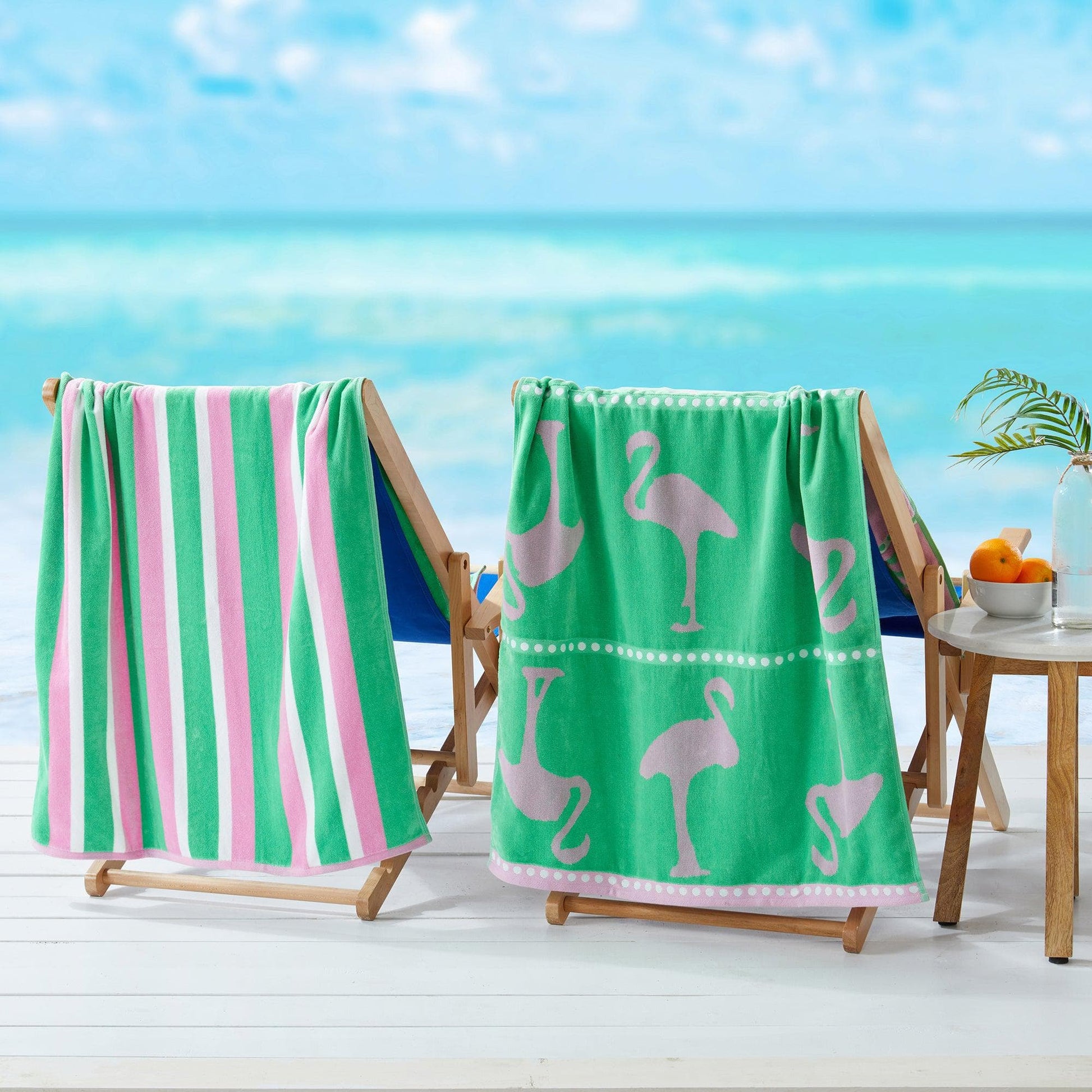 2 Pack 100% Cotton Jacquard Beach Towels - Playa Collection - - Beach Towels