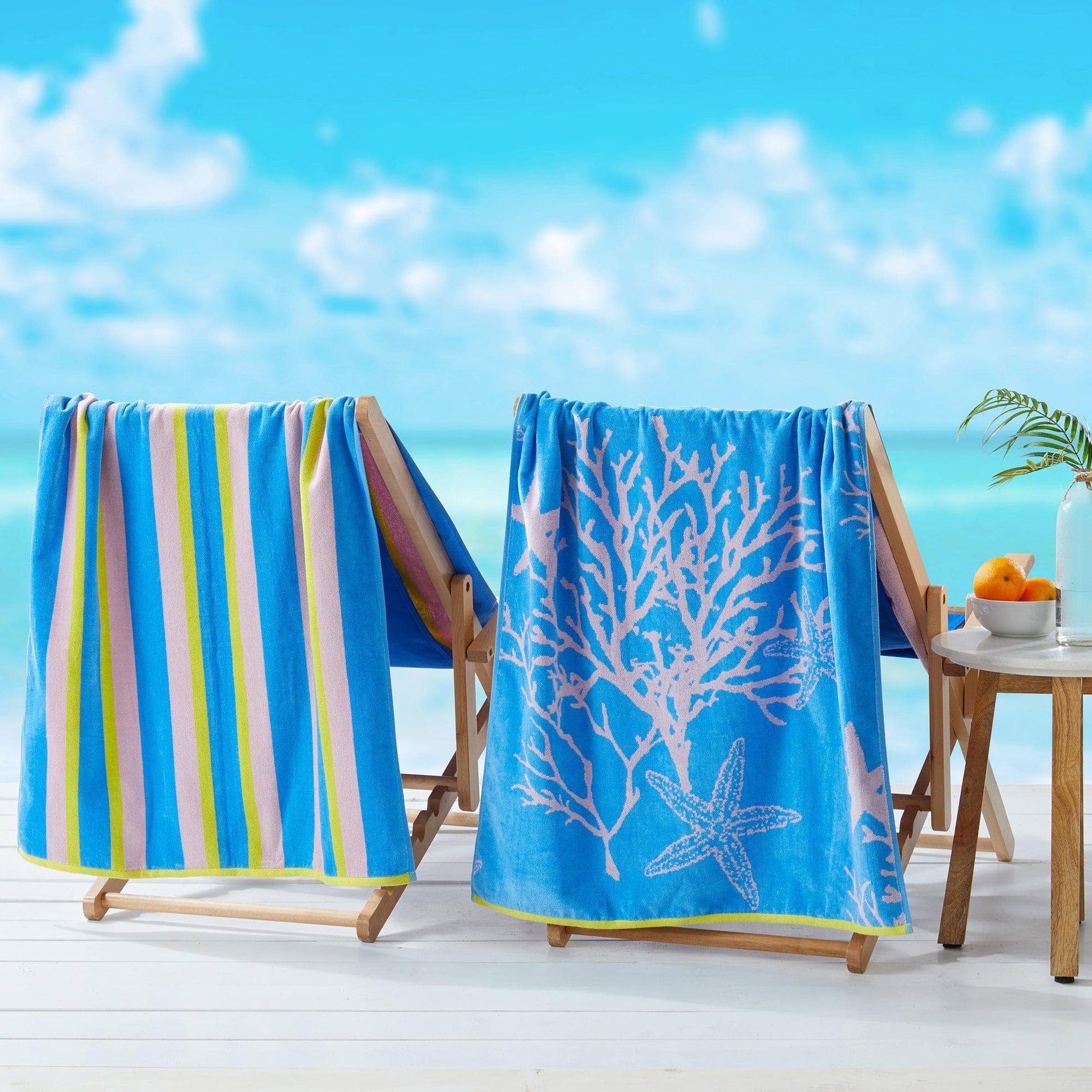 2 Pack 100% Cotton Jacquard Beach Towels - Playa Collection - - Beach Towels
