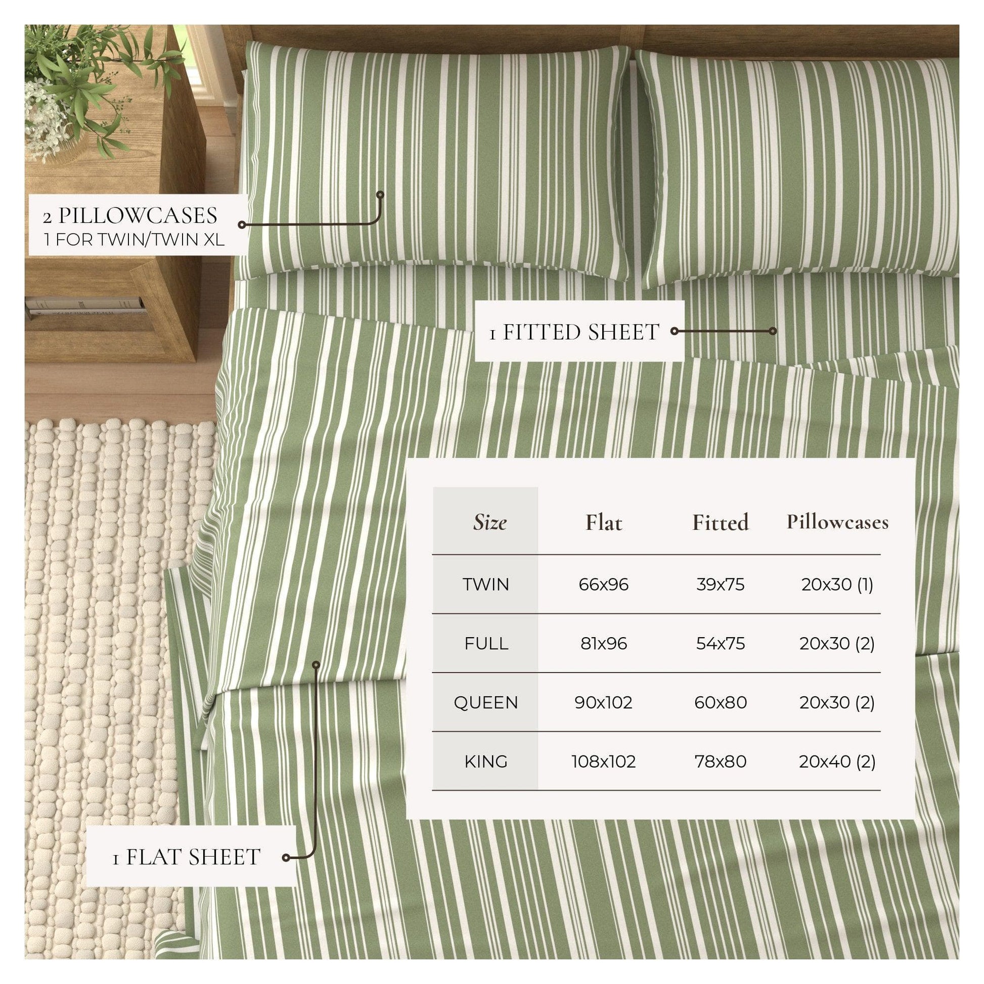 Striped Sheet Set - Elouise Collection - - Bed Sheets