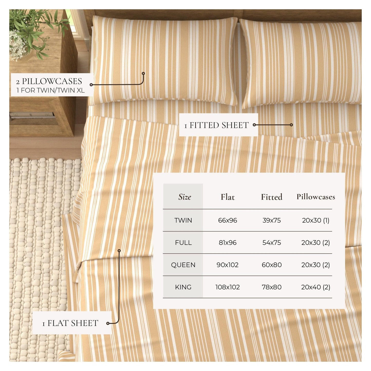 Striped Sheet Set - Elouise Collection - - Bed Sheets
