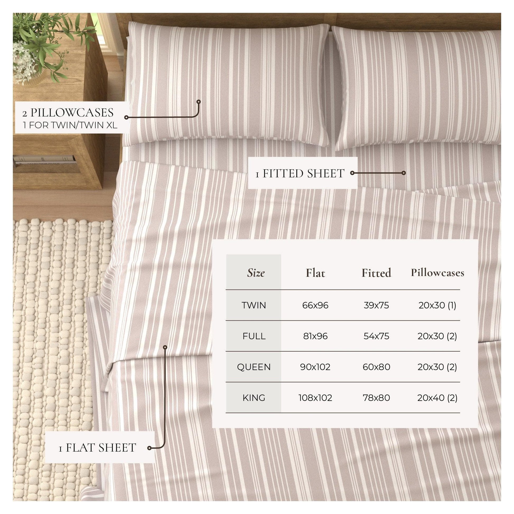 Striped Sheet Set - Elouise Collection - - Bed Sheets