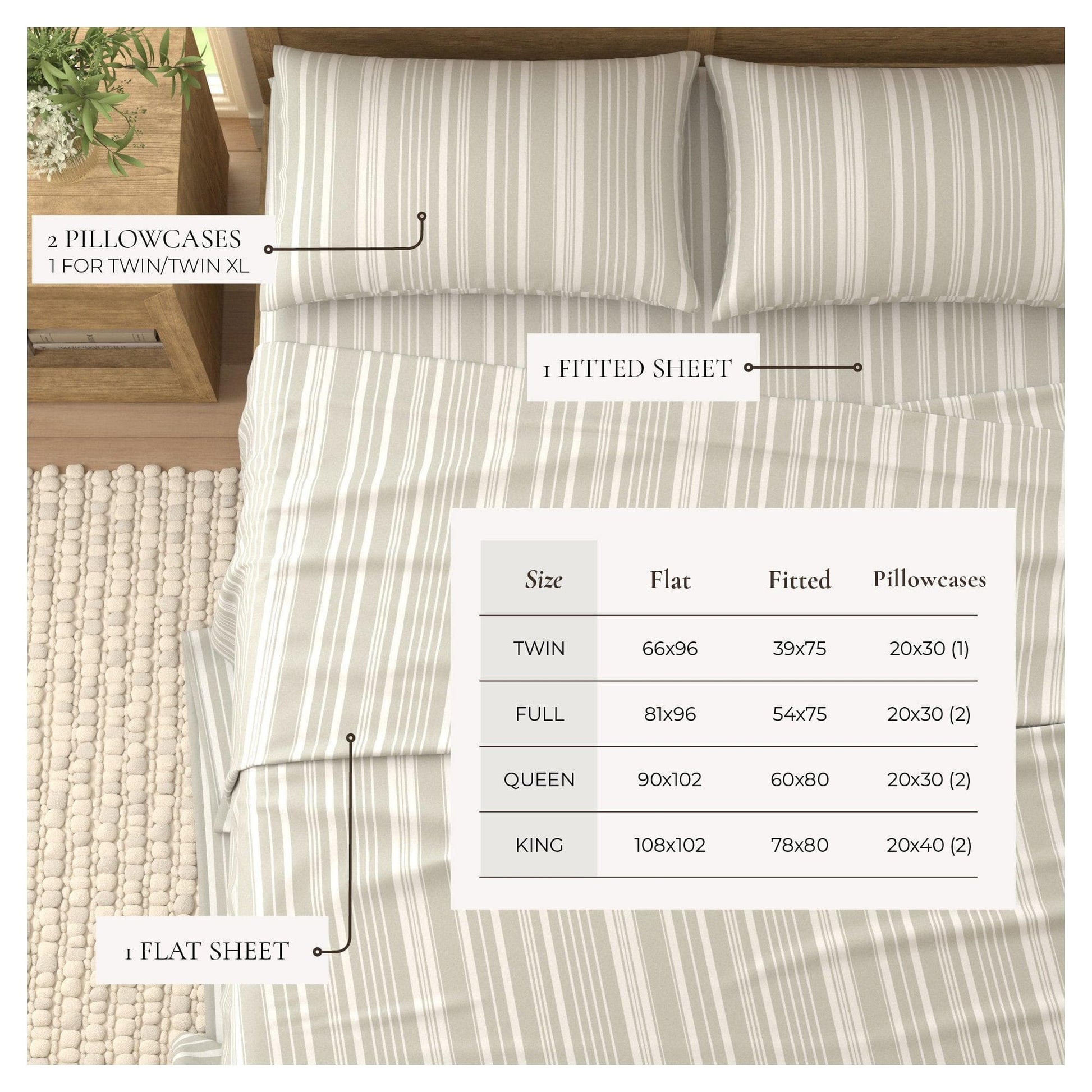 Striped Sheet Set - Elouise Collection - - Bed Sheets