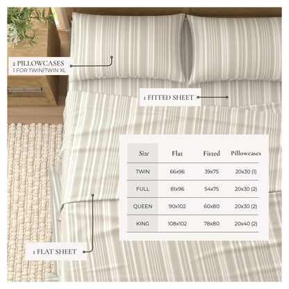 Striped Sheet Set - Elouise Collection - - Bed Sheets