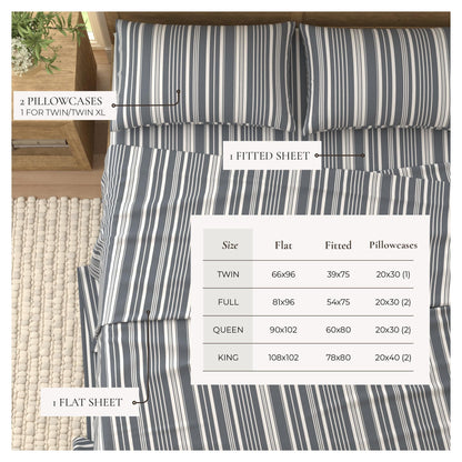 Striped Sheet Set - Elouise Collection - - Bed Sheets