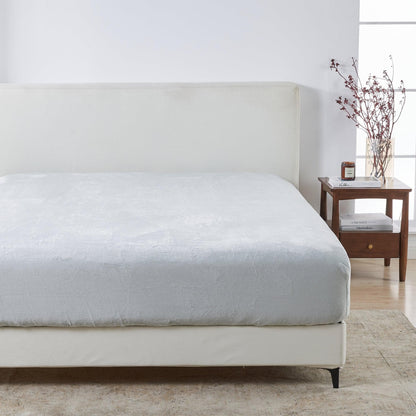 Solid Plush Fitted Sheet - Velvet Luxe Collection - Light Grey - Bed Sheets