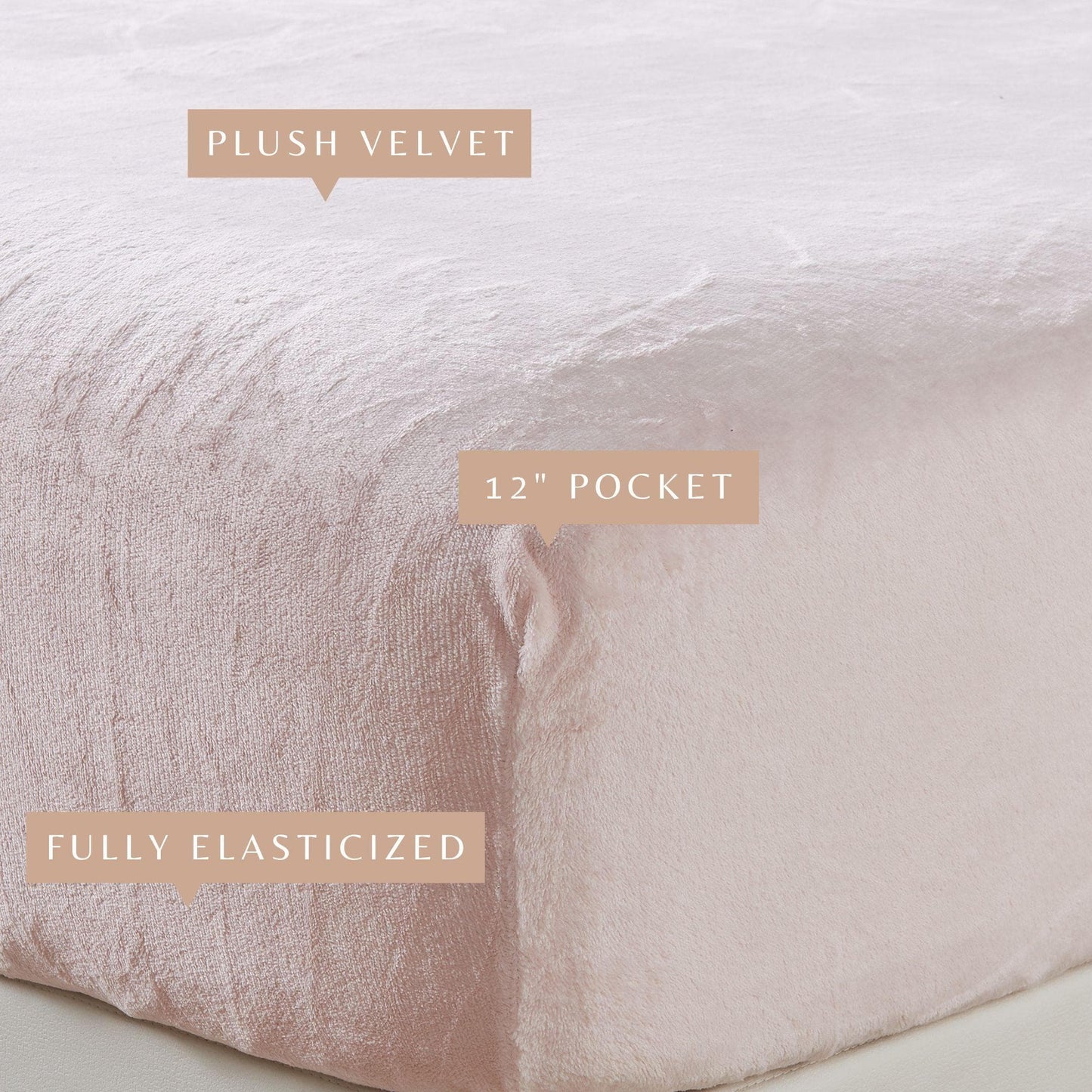 Solid Plush Fitted Sheet - Velvet Luxe Collection - - Bed Sheets