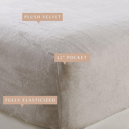 Solid Plush Fitted Sheet - Velvet Luxe Collection - - Bed Sheets