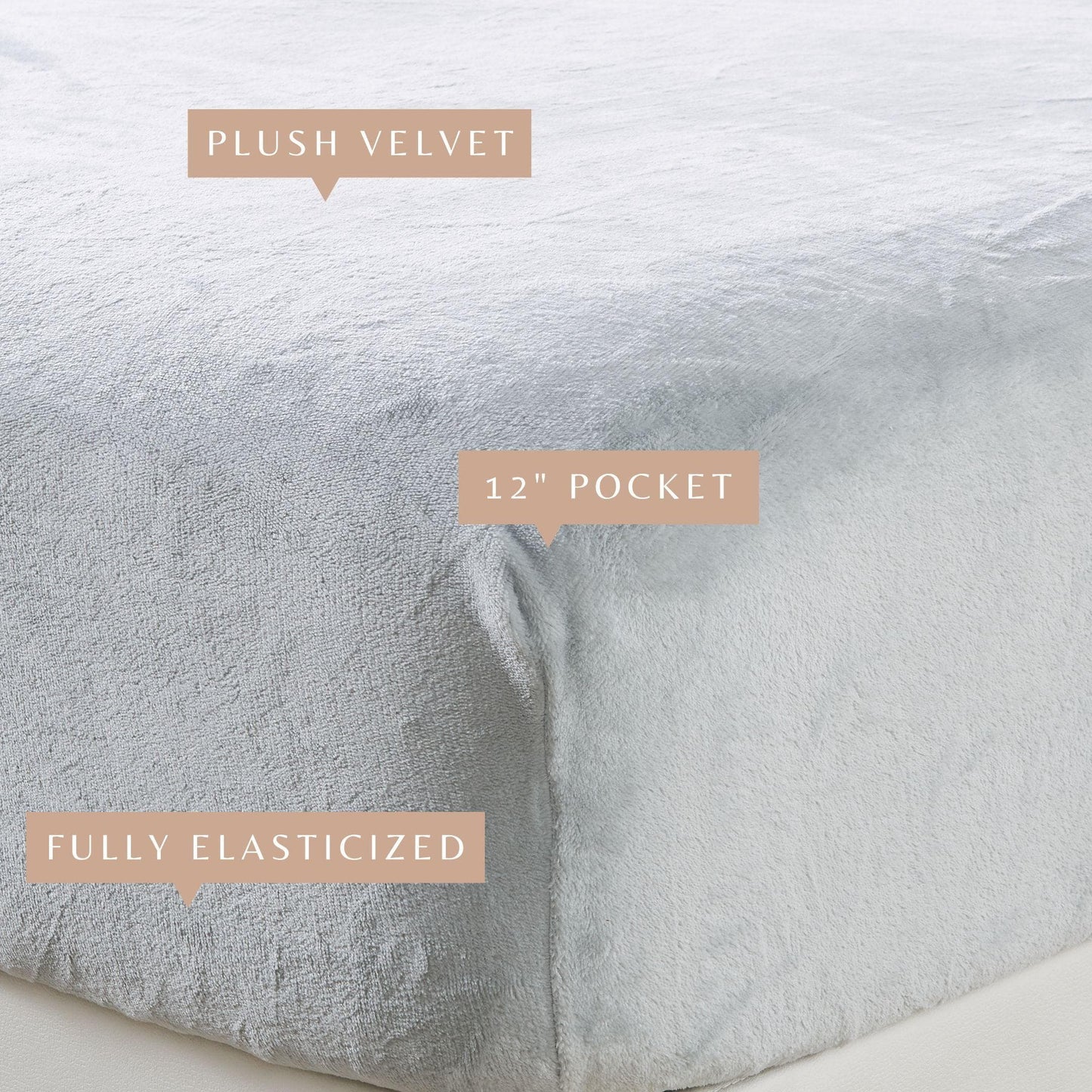 Solid Plush Fitted Sheet - Velvet Luxe Collection - - Bed Sheets