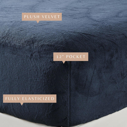 Solid Plush Fitted Sheet - Velvet Luxe Collection - - Bed Sheets