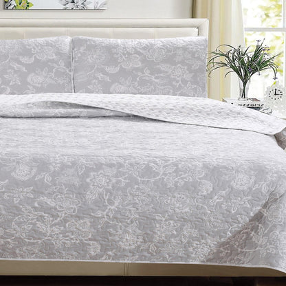 Floral Quilt - Emma Collection - Emma - Grey - Quilts