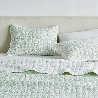 Floral Medallion Printed Microfiber Quilt Set - Kaleigh Collection - - Quilts & Comforters