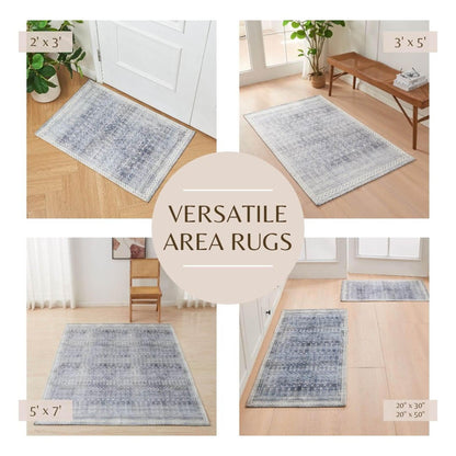 Distressed Moroccan Machine Washable Accent Area Rug 3' x 5' - Neve Collection - - Rugs