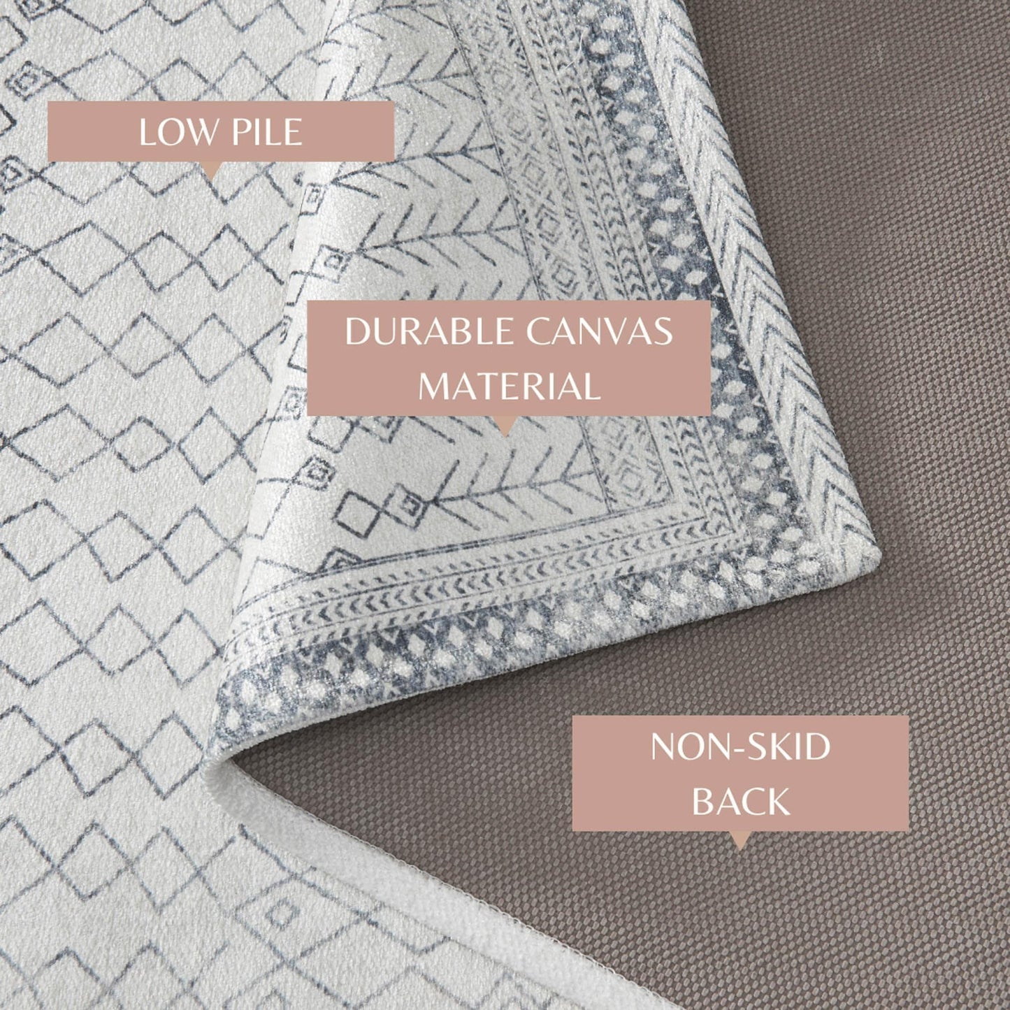 Distressed Moroccan Machine Washable Accent Area Rug 3' x 5' - Neve Collection - - Rugs