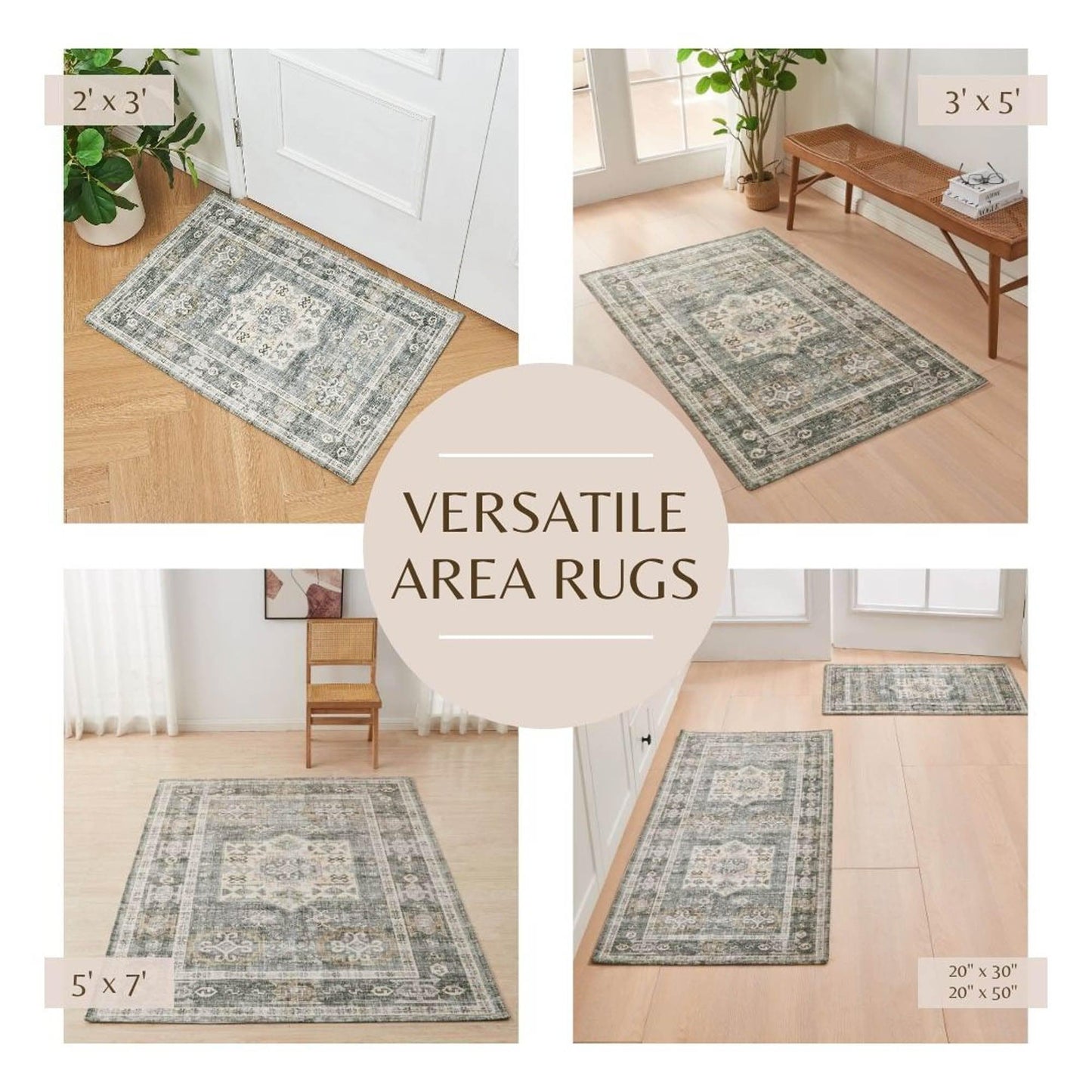 Medallion Machine Washable Accent Rug 2' x 3' - Nava Collection - - Rugs