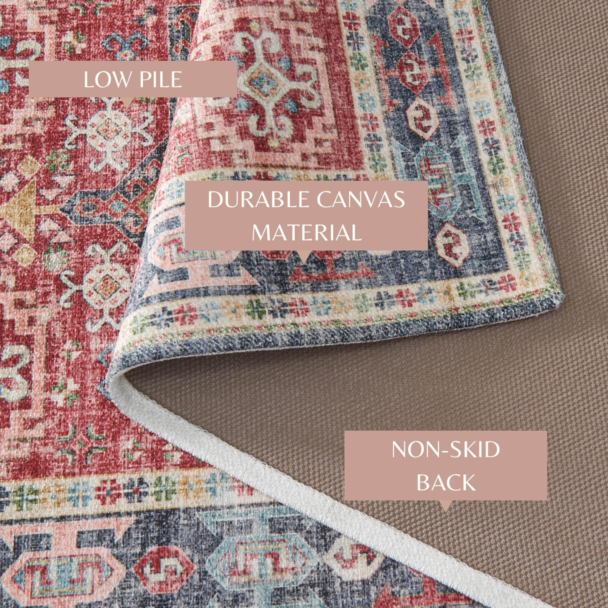 Medallion Machine Washable Accent Area Rug 3' x 5' - Nava Collection - - Rugs