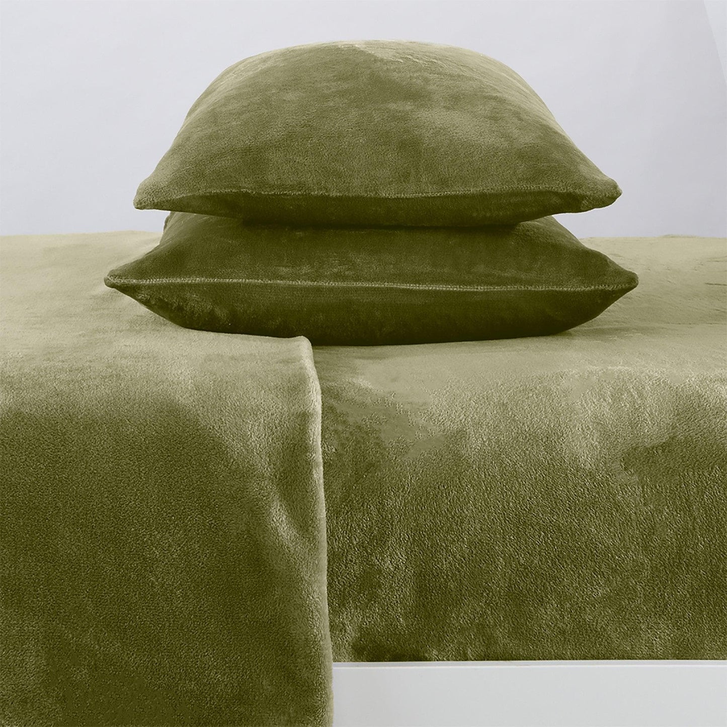 Solid Plush Sheet - Velvet Luxe Collection - Olive - Sheets