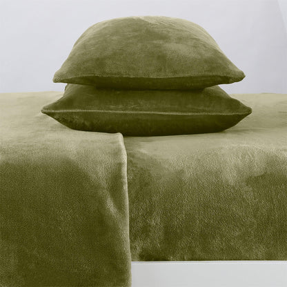 Solid Plush Sheet - Velvet Luxe Collection - Olive - Sheets