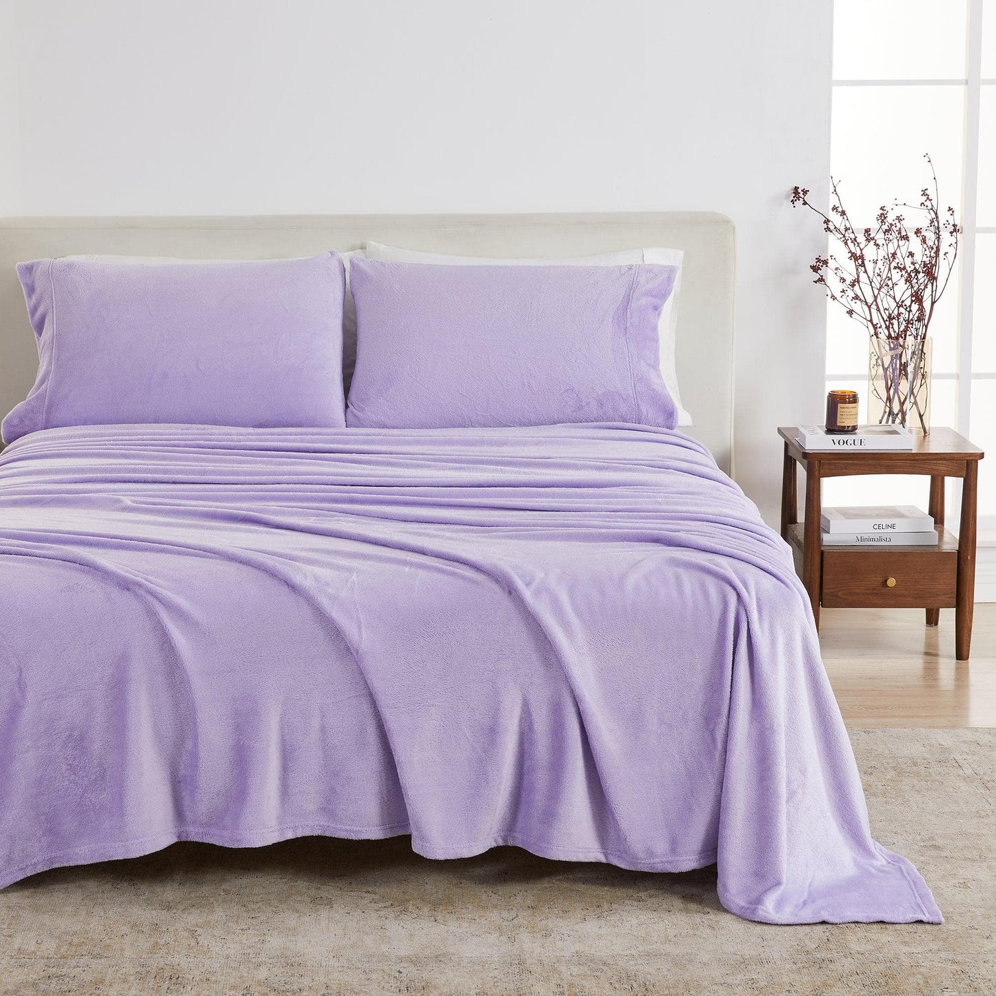 Solid Plush Sheet - Velvet Luxe Collection - Lavender Purple - Sheets