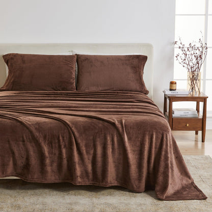 Solid Plush Sheet - Velvet Luxe Collection - Chocolate Brown - Sheets