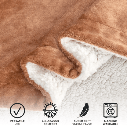 Velvet Plush Sherpa Luxury Bed Blanket - Kinsley Collection - -