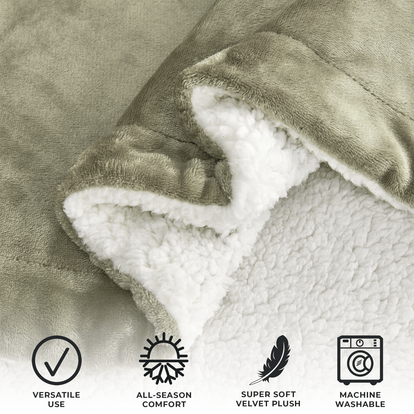Velvet Plush Sherpa Luxury Bed Blanket - Kinsley Collection - -