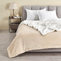 Velvet Plush Sherpa Luxury Bed Blanket - Kinsley Collection - Tan -