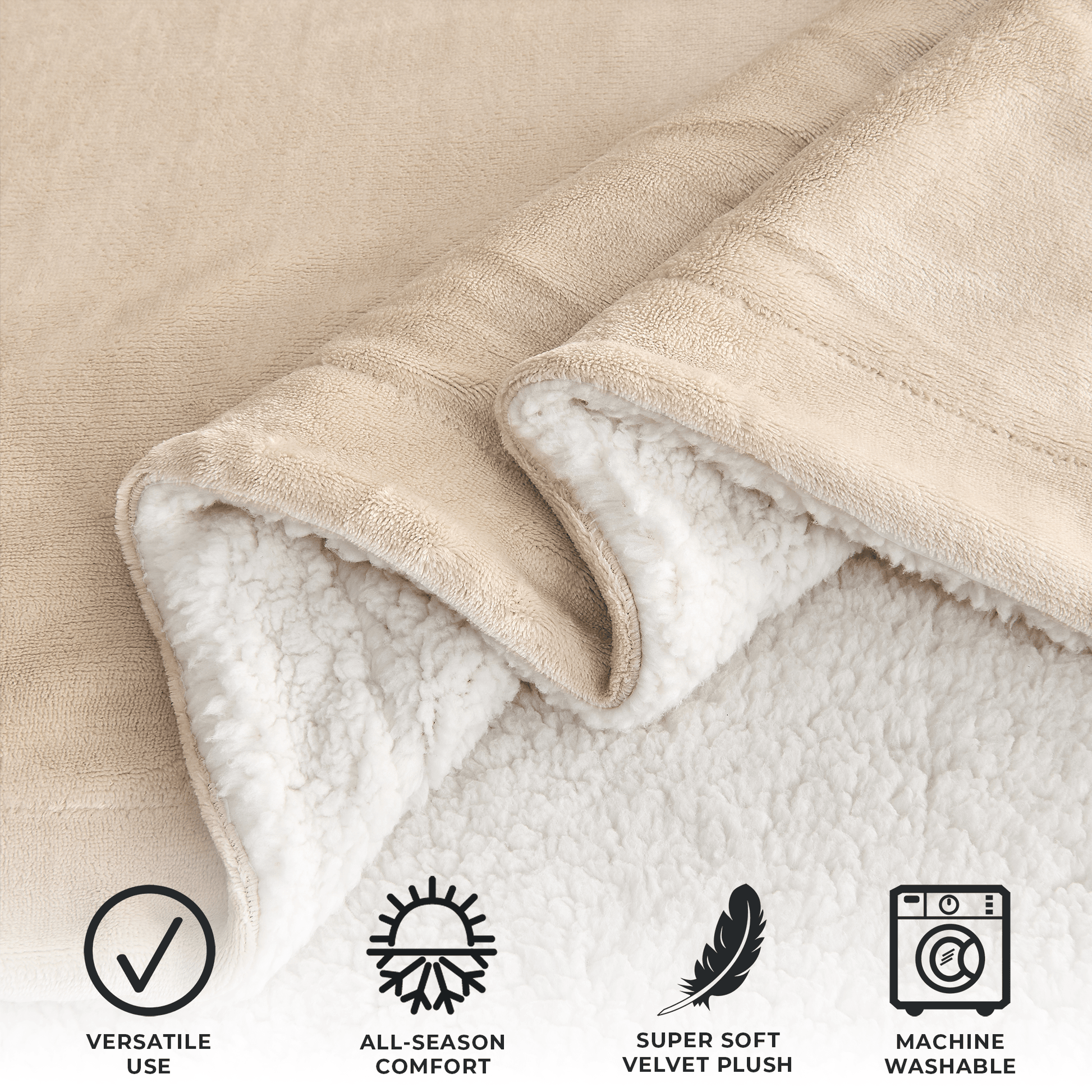 Velvet Plush Sherpa Luxury Bed Blanket - Kinsley Collection - -