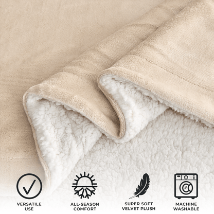 Velvet Plush Sherpa Luxury Bed Blanket - Kinsley Collection - -