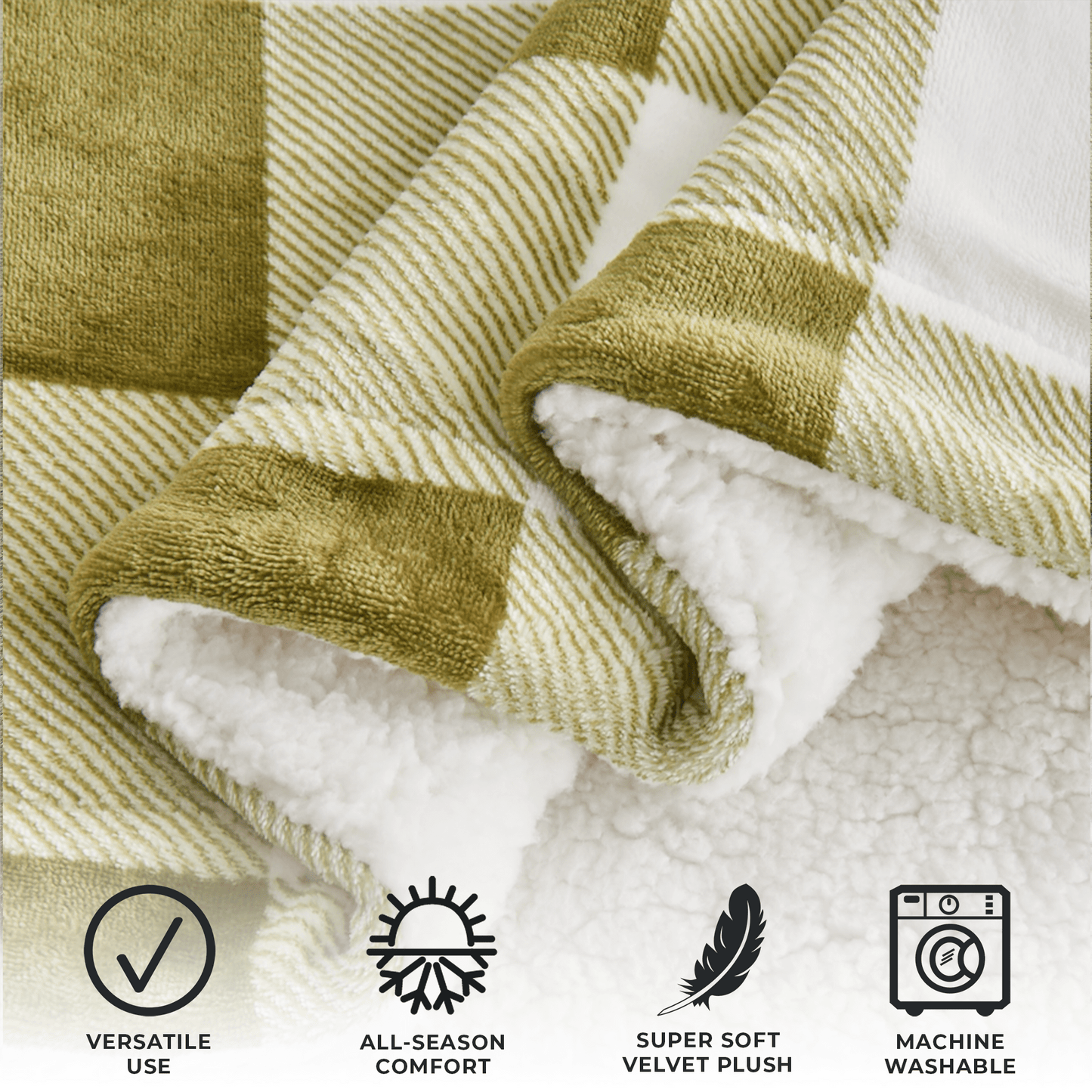 Velvet Plush Sherpa Luxury Bed Blanket - Kinsley Collection - -