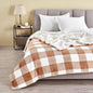 Velvet Plush Sherpa Luxury Bed Blanket - Kinsley Collection - Terracotta Buffalo Checks -