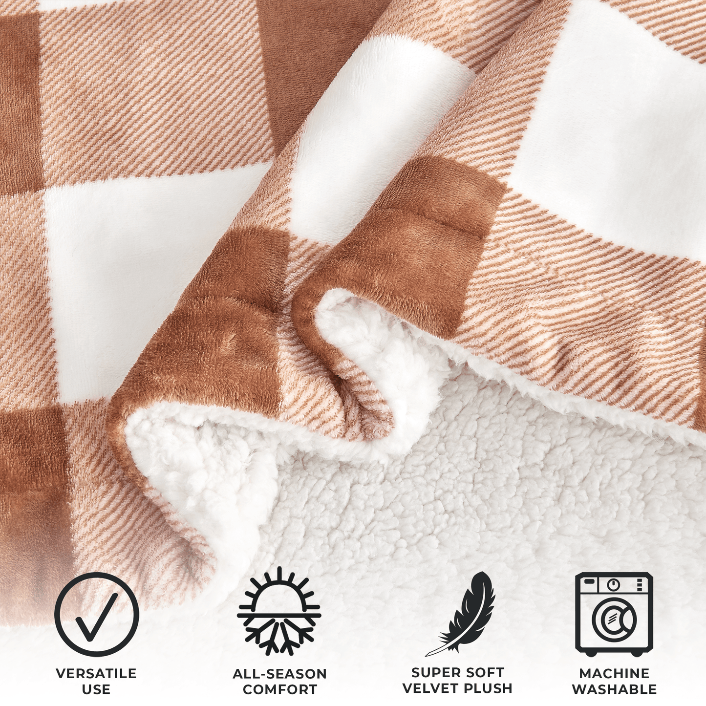 Velvet Plush Sherpa Luxury Bed Blanket - Kinsley Collection - -