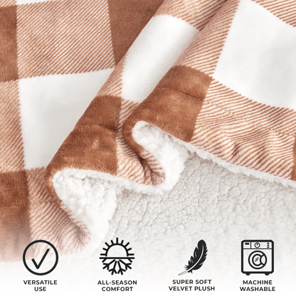 Velvet Plush Sherpa Luxury Bed Blanket - Kinsley Collection - -