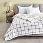 Velvet Plush Sherpa Luxury Bed Blanket - Kinsley Collection - Grey Windowpane -
