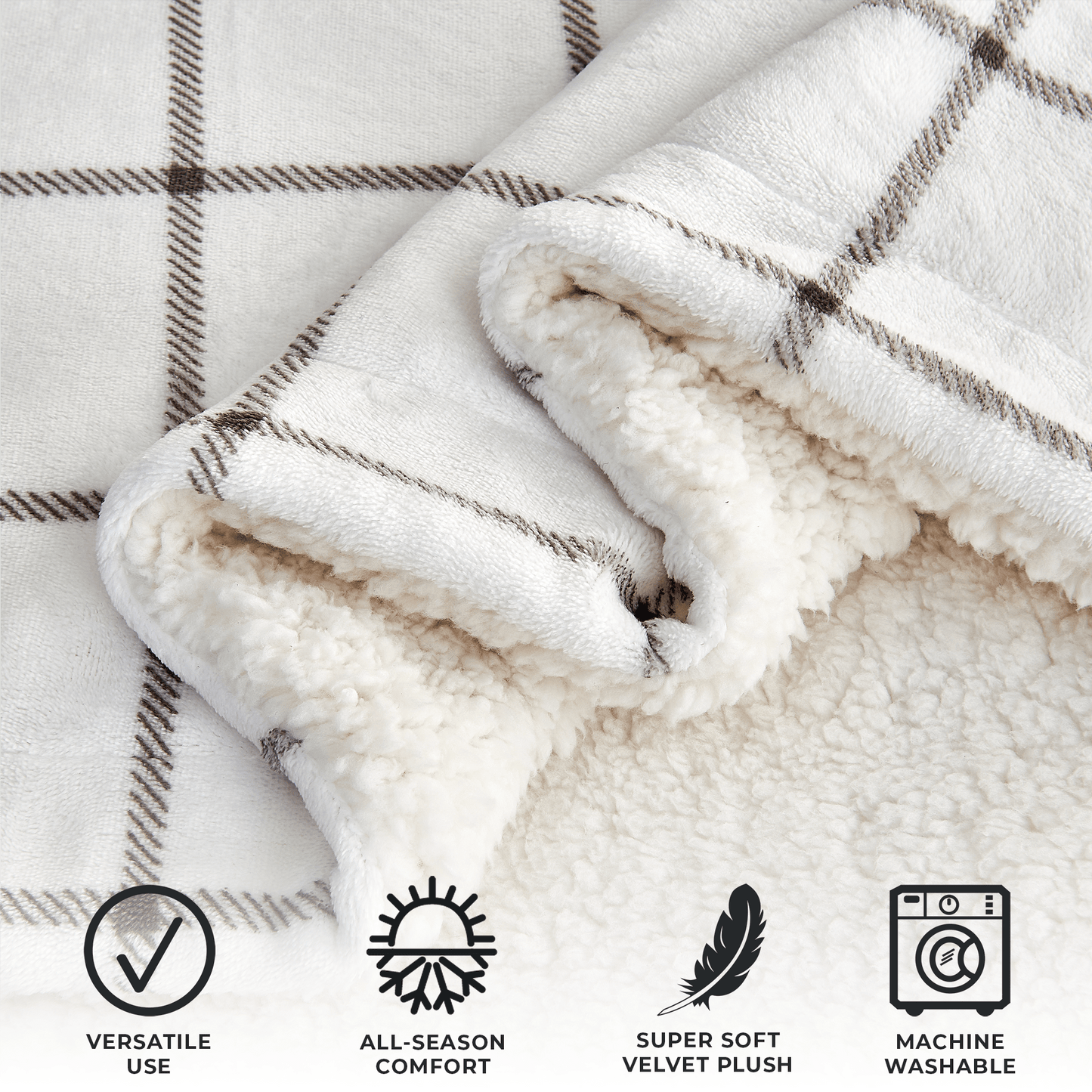 Velvet Plush Sherpa Luxury Bed Blanket - Kinsley Collection - -