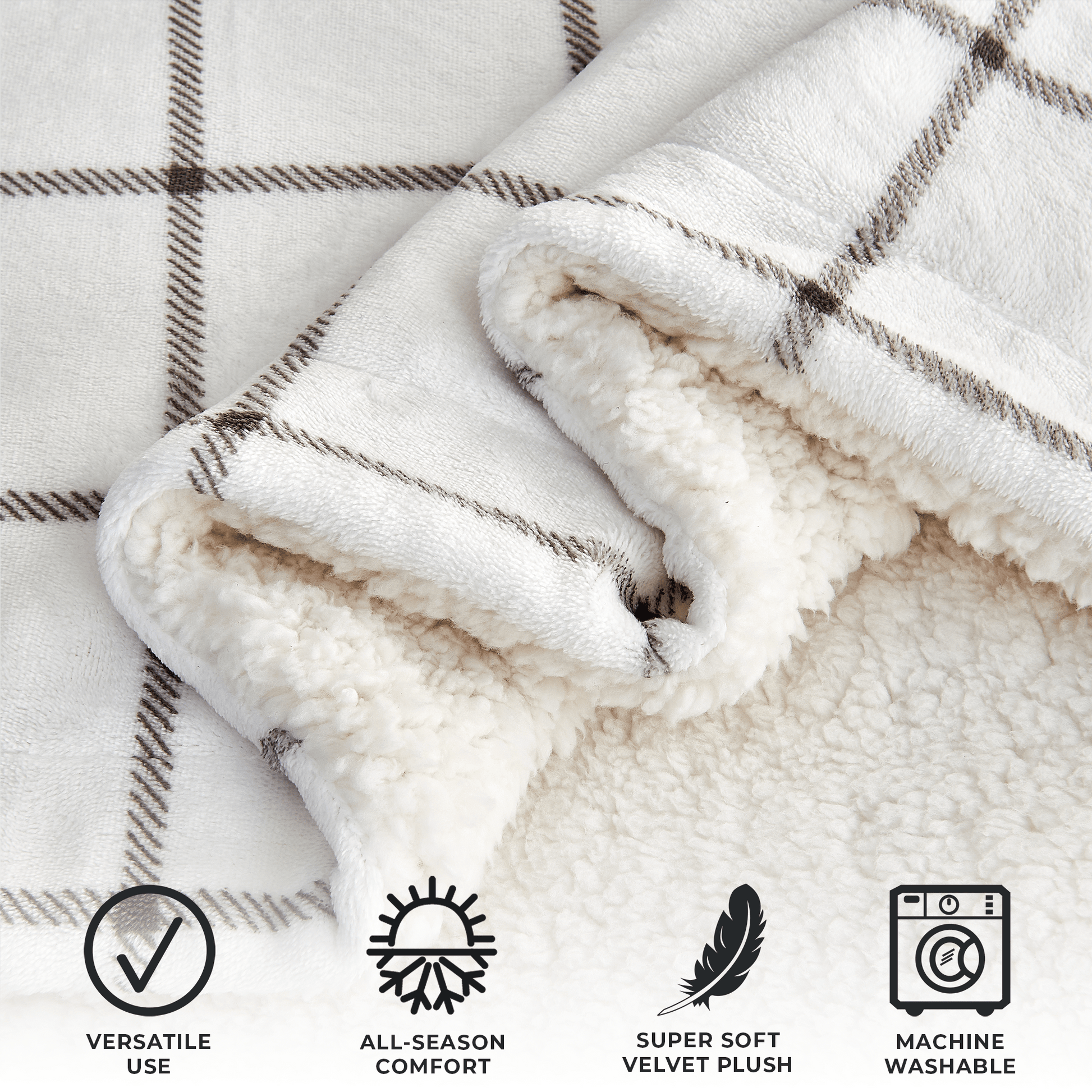 Velvet Plush Sherpa Luxury Bed Blanket - Kinsley Collection - -