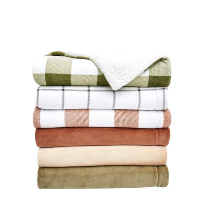 Velvet Plush Sherpa Luxury Bed Blanket - Kinsley Collection - -