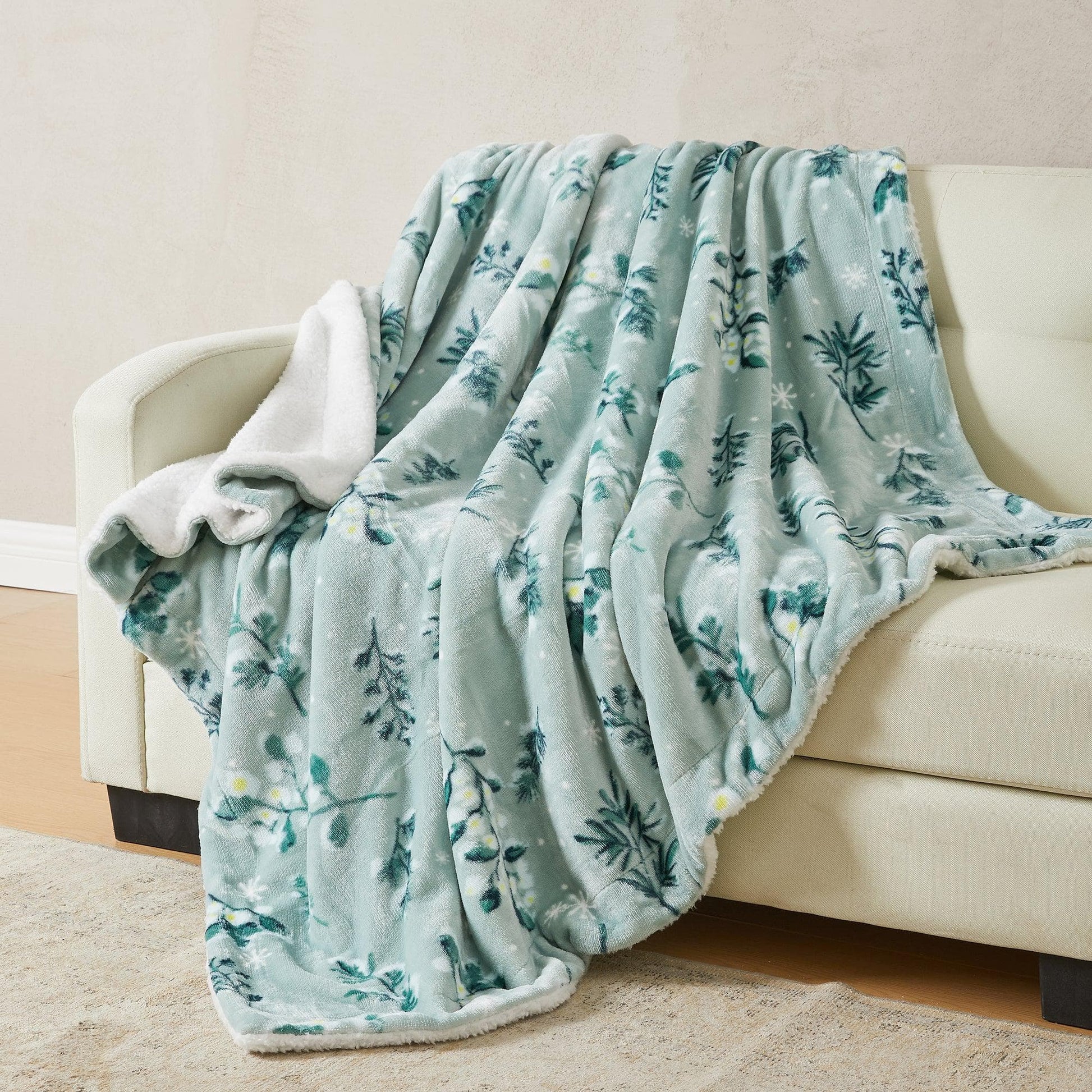 Velvet Plush Sherpa Luxury Bed Blanket - Kinsley Collection - -