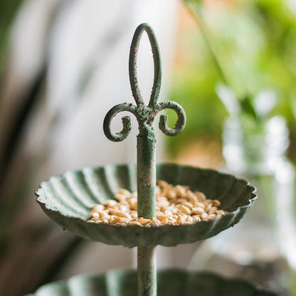 Green Iron Two Tier Small Decorative Tray - -