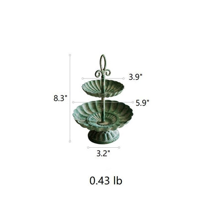 Green Iron Two Tier Small Decorative Tray - -