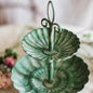 Green Iron Two Tier Small Decorative Tray - -