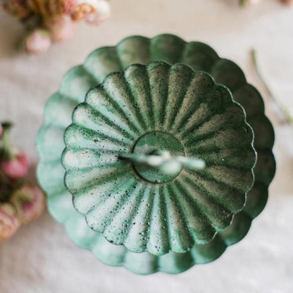 Green Iron Two Tier Small Decorative Tray - -