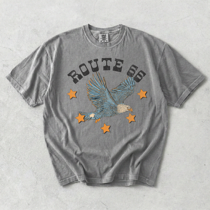 Route 66 Eagle Graphic Tee | Retro Western Route 66 T-Shirt - -