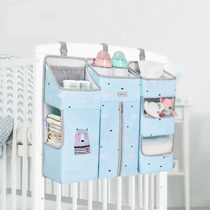 Baby Crib Hanging Storage Organizer Blue Large