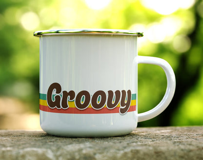 Groovy Retro Enamel Camp Mug - - Mug