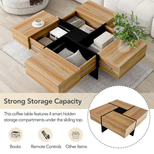Unique Design Coffee Table With 4 Hidden Storage Compartments Kia Day Design