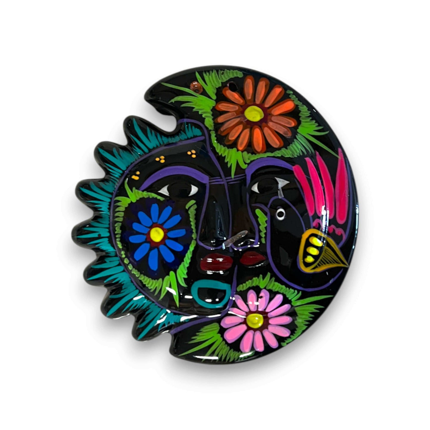 Guerrero Sun Moon Wall Art | Hand-Painted Mexican Eclipse Decor- The Talavera Hub- {{Product type}}